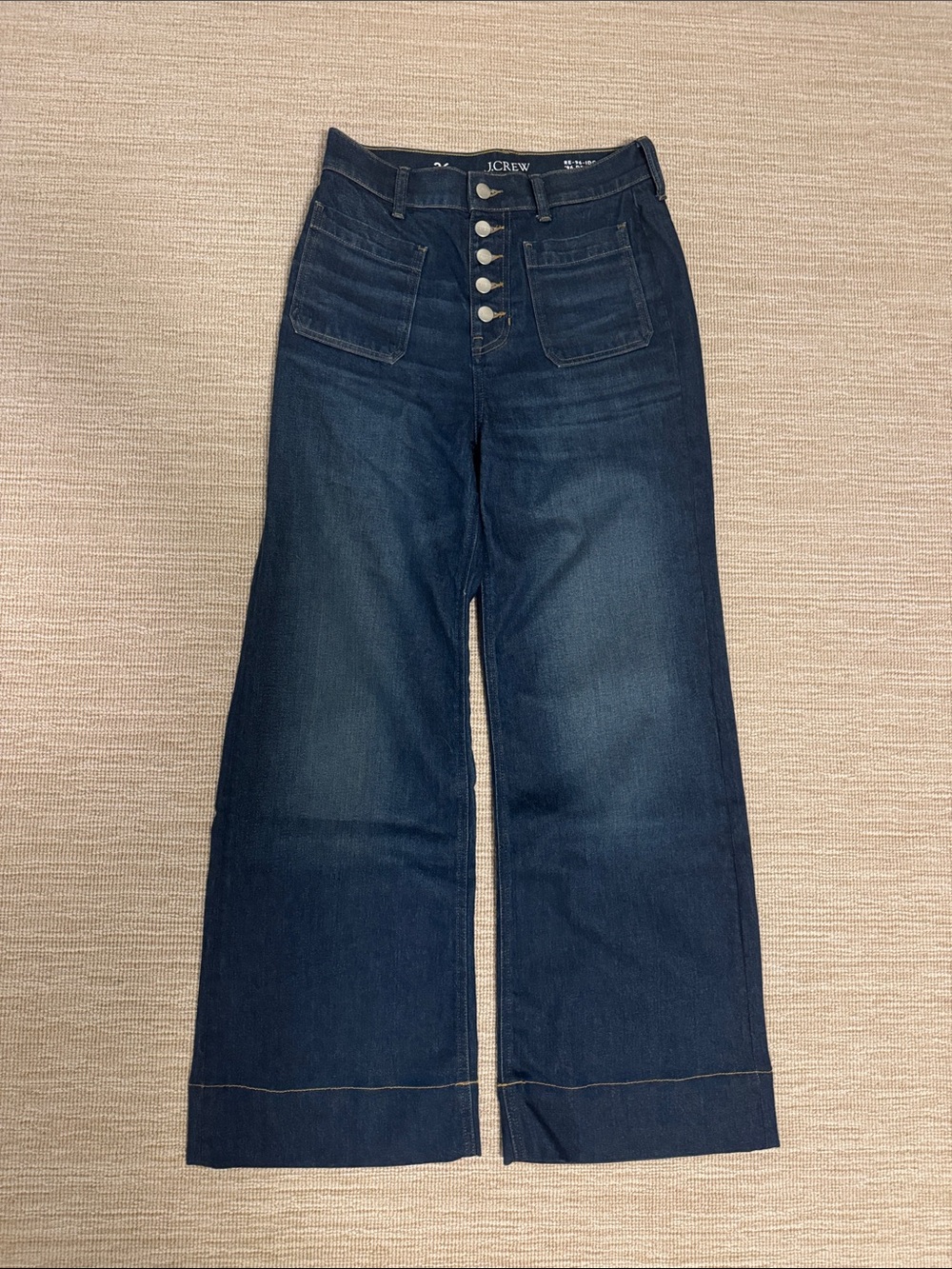 J. Crew Dark Indigo Wide-Leg Button-Fly Jeans